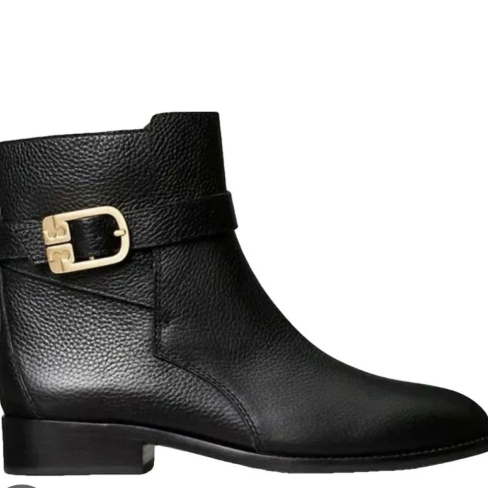 Tory Burch Black Leather Bootie size 8 with original packaging